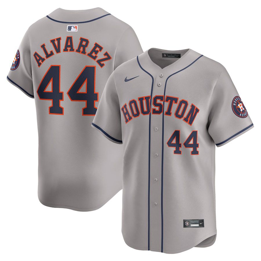 Men Houston Astros 44 Yordan Alvarez Nike Gray Away Limited Player MLB Jersey